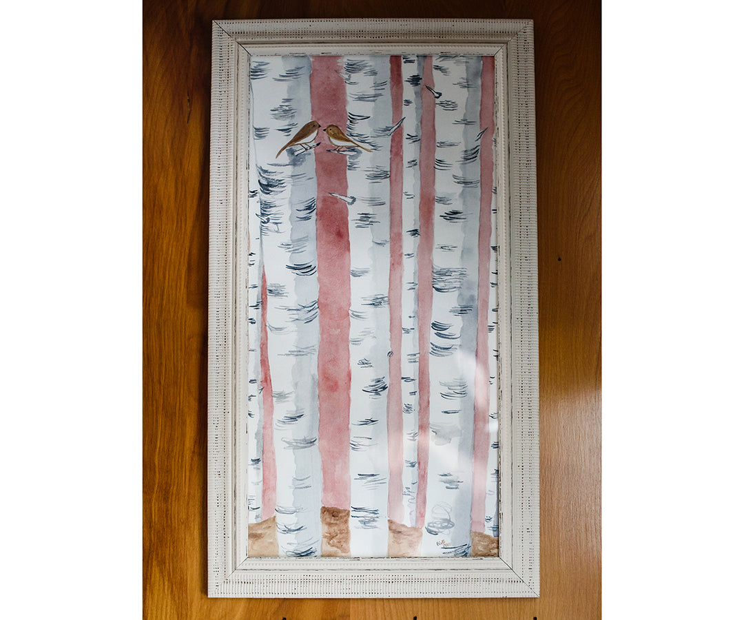 2011 Vintage Birds & Birches original painting