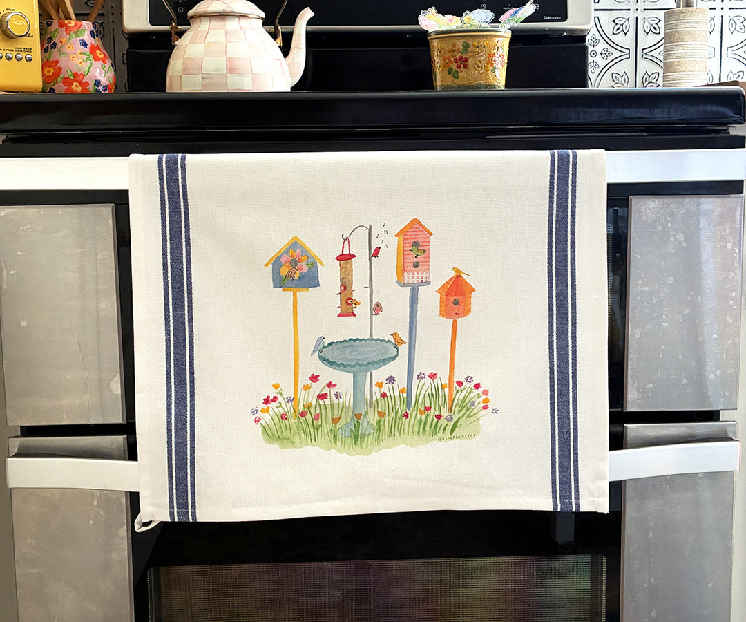 Spring Birds Tea Towel