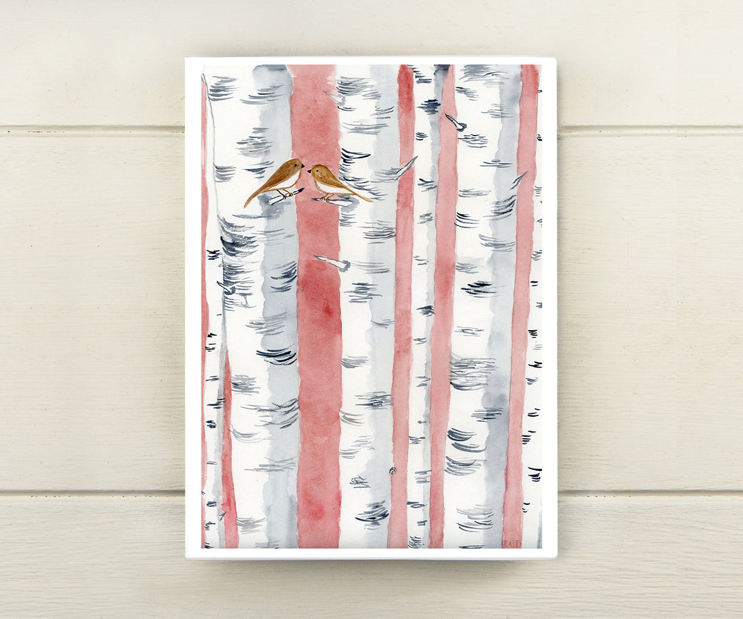 Birds and Birches Valentine Card