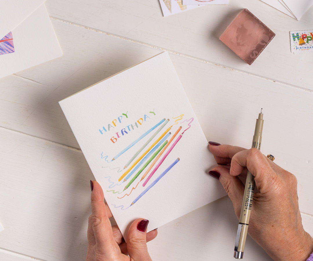 Colored Pencils Birthday Card