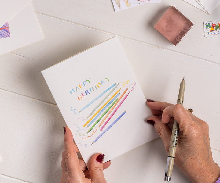 Colored Pencils Birthday Card