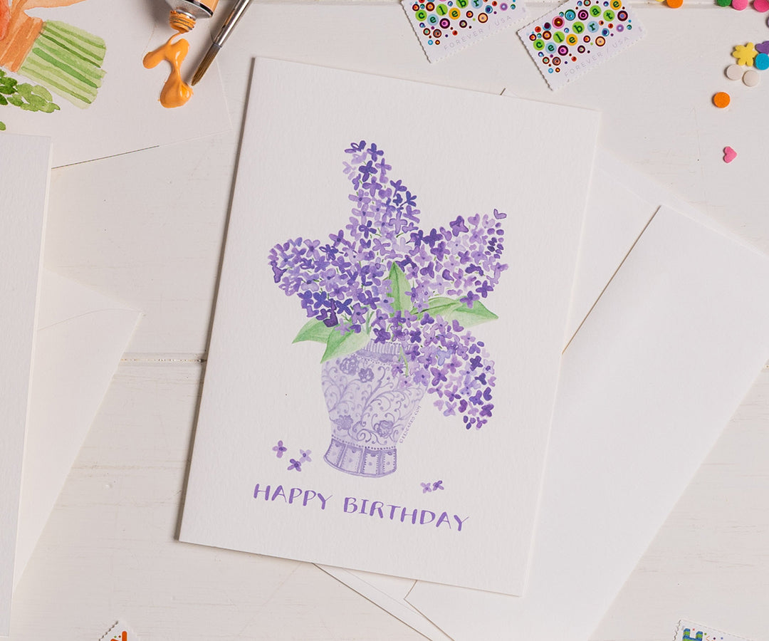 Lilac Bouquet Birthday Card