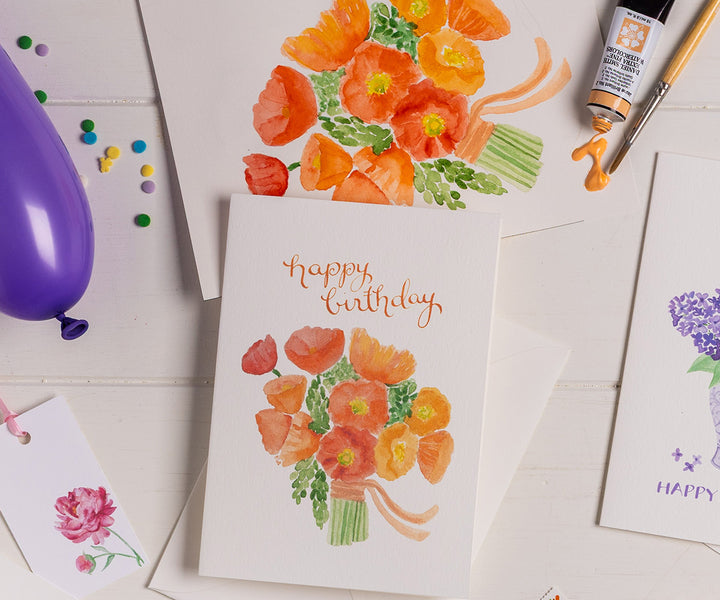 Poppies Birthday Card