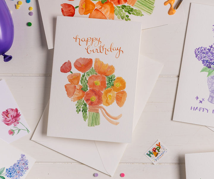 Poppies Birthday Card