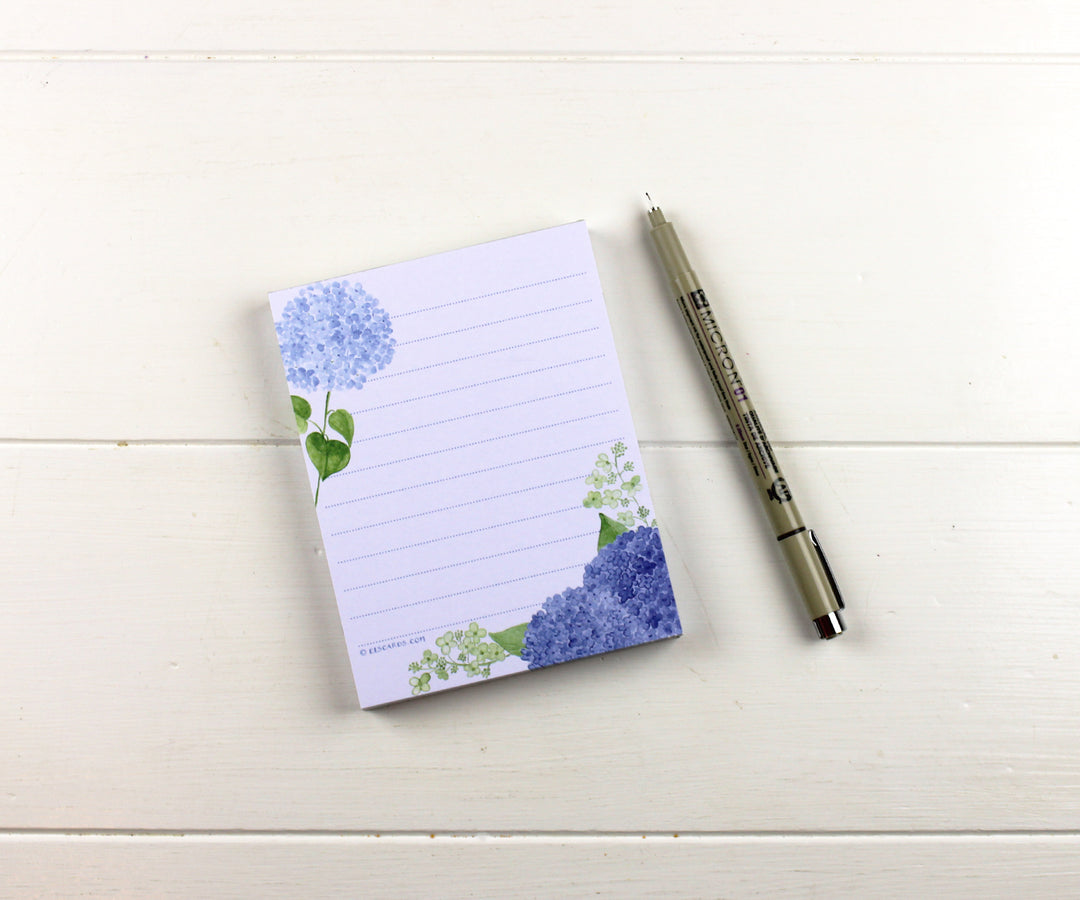 Mini blue hydrangeas notepad