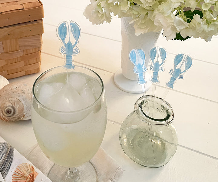 Blue lobster acrylic drink stir stick