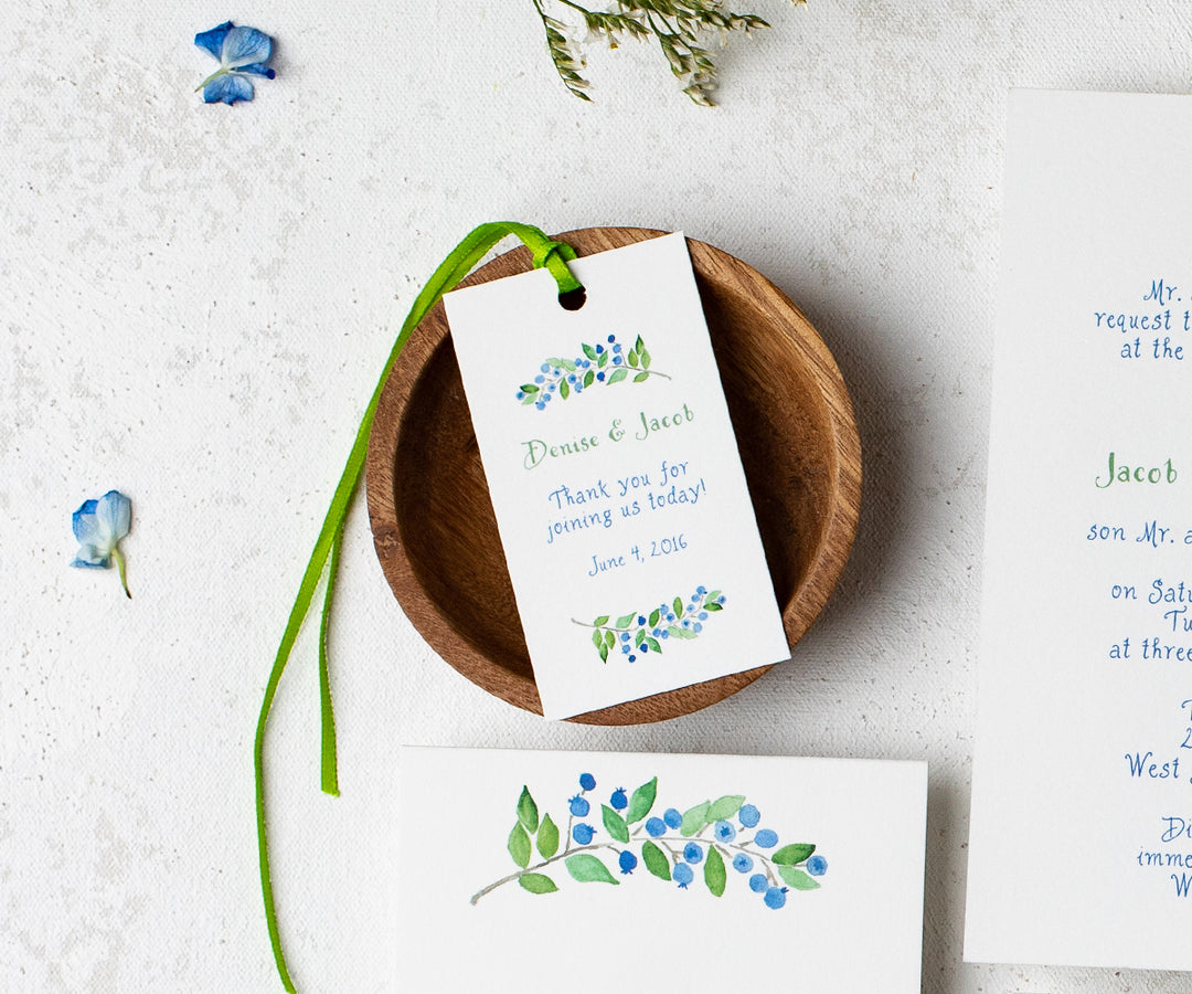 Blueberries Favor Tags