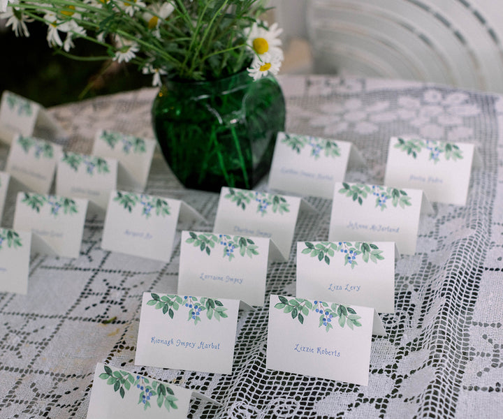 Blueberry and greens place card photo by Kate Preftakes