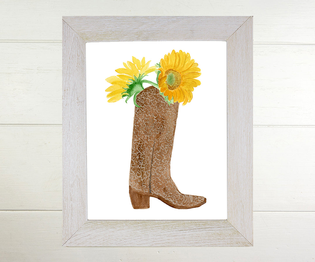 Boot with Sunflowers Print