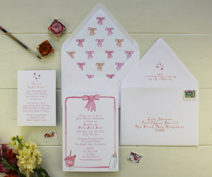 Bottles and Bows Baby Shower Invitation