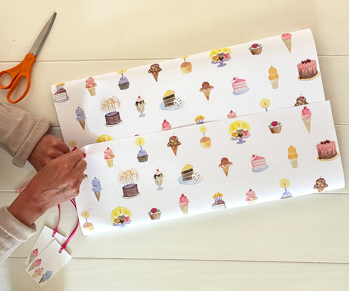 Cake & Ice Cream 2-sided Gift Wrap