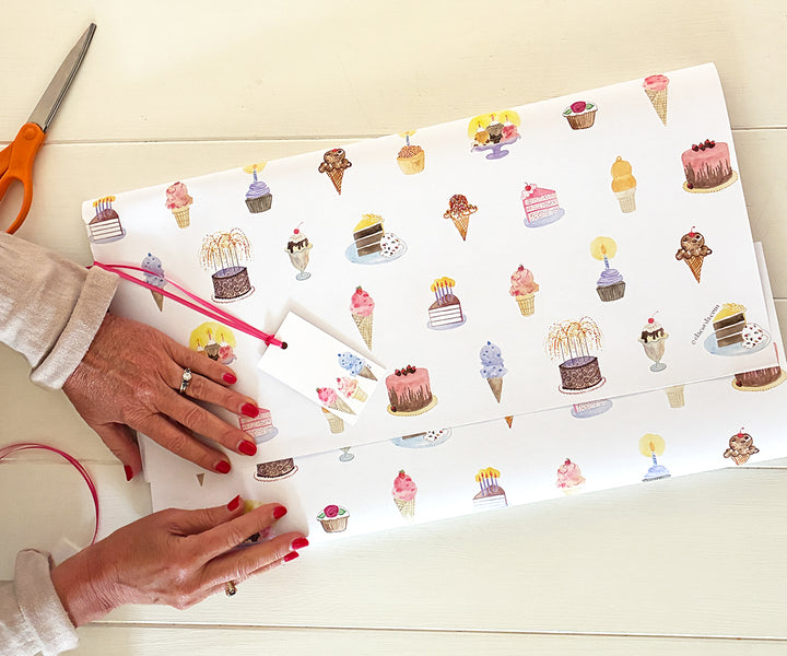 Cake & Ice Cream 2-sided Gift Wrap