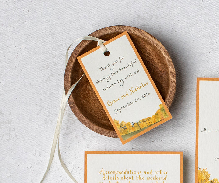 Chairlift in Autumn favor tag