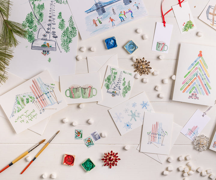 Ski Mountain Holiday Card