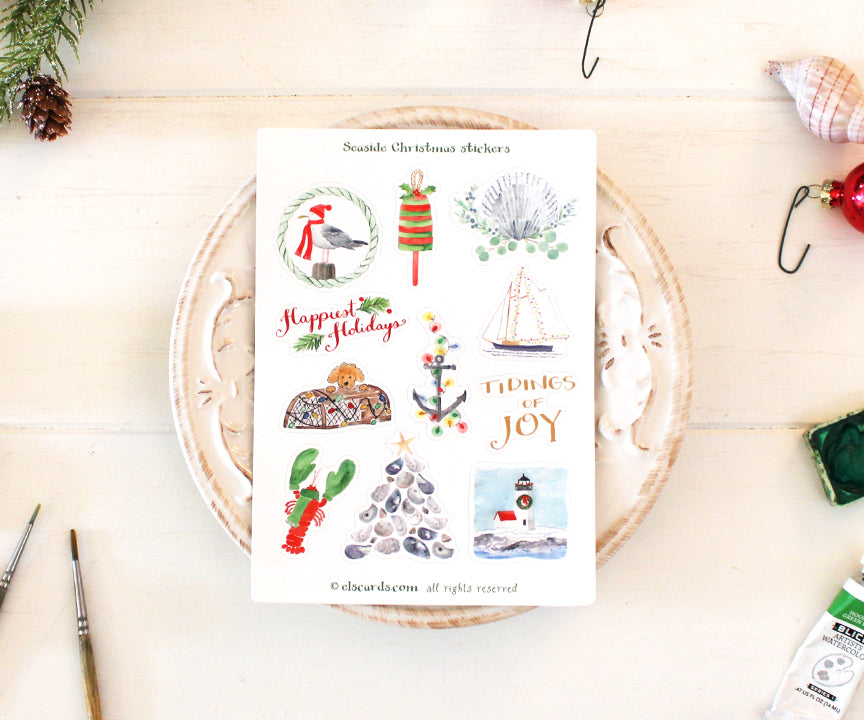 Seaside Christmas stickers