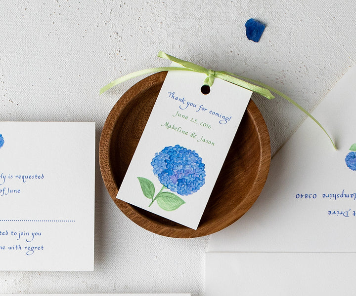 classic hydrangea wedding favor tag