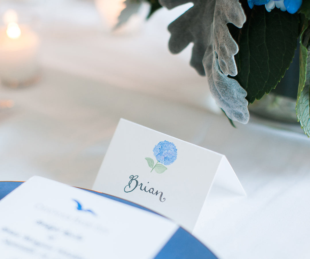 classic hydrangea place card