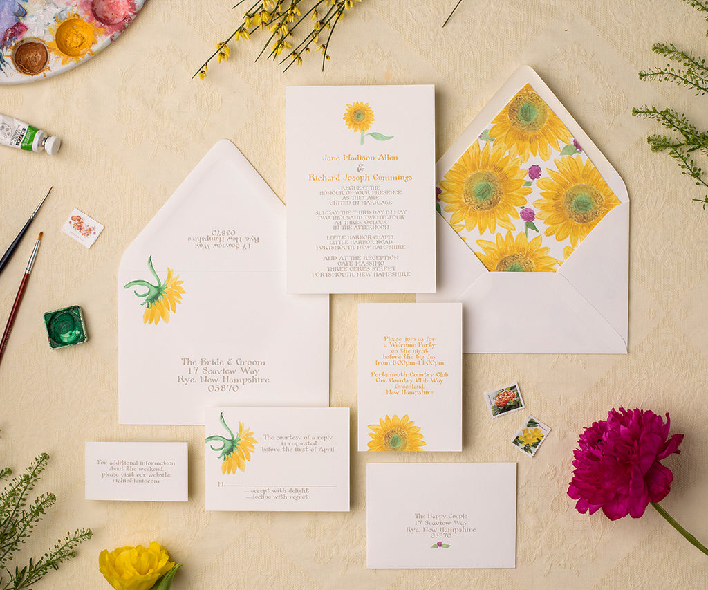 Classic sunflower wedding invitation