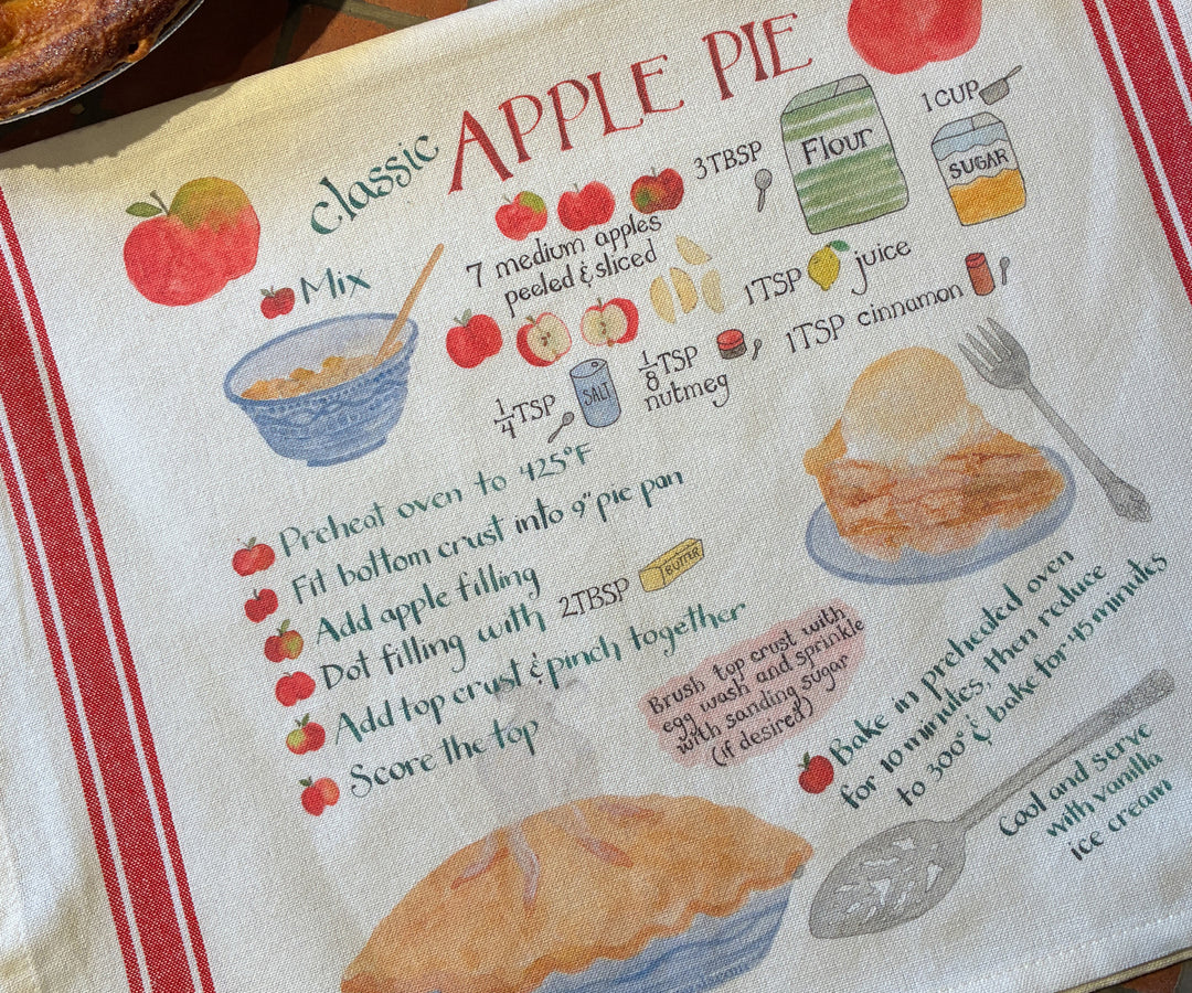 Apple Pie Recipe Tea Towel