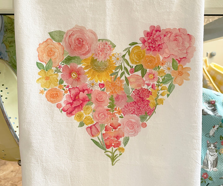 Heart Bouquet Tea Towel