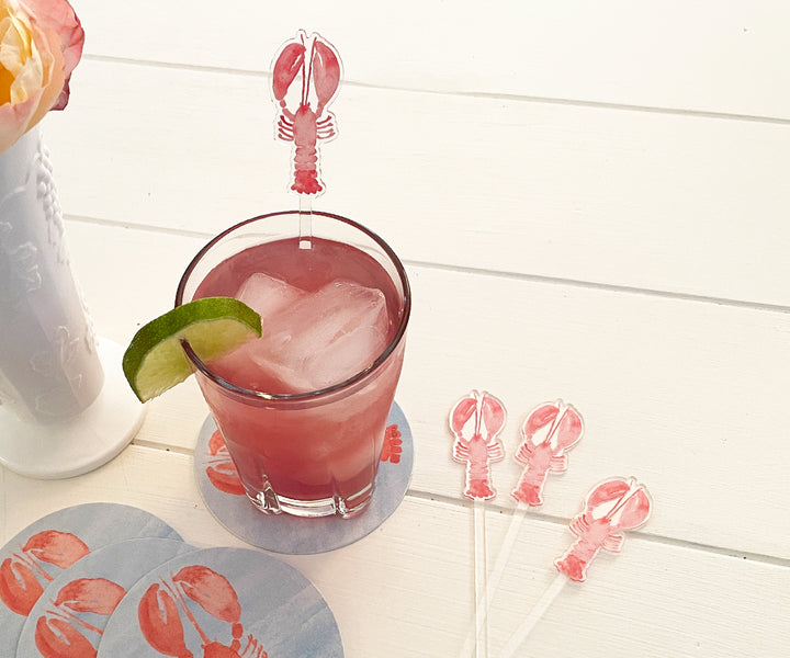 Chic Coral Lobster Stir Sticks