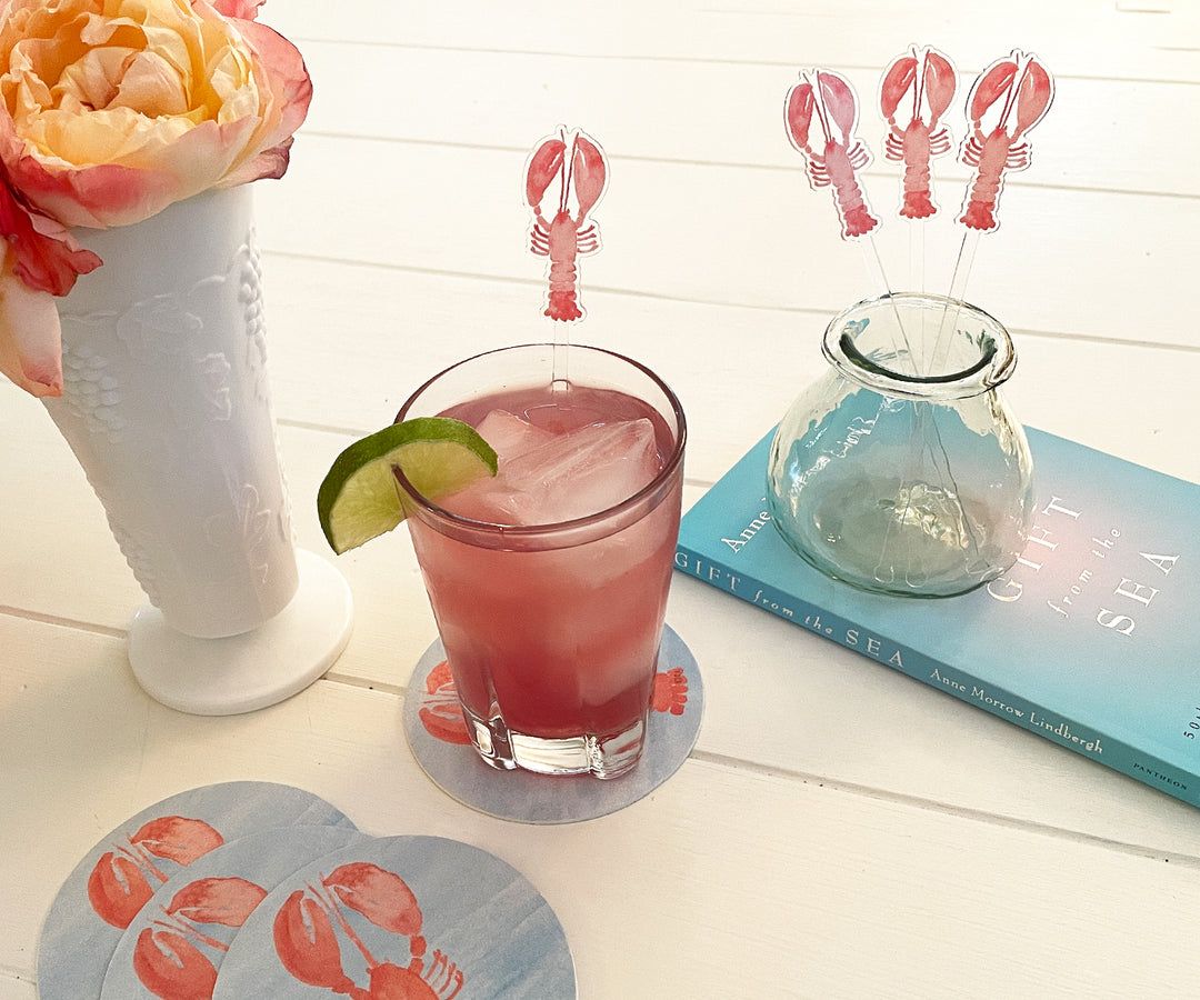Chic Coral Lobster Stir Sticks