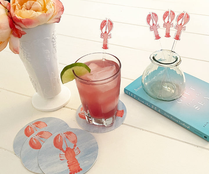 Chic Coral Lobster Stir Sticks
