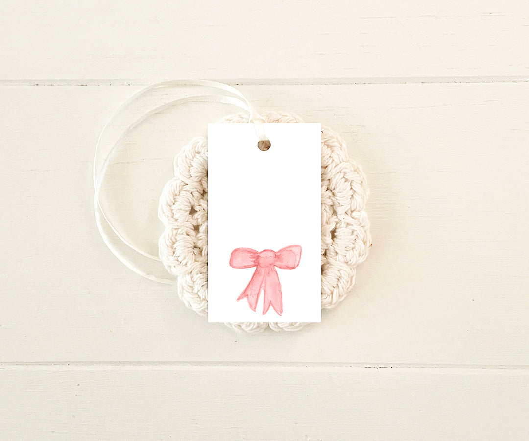 Coral Pink Bow Gift Tags