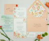 Peach floral wedding invitation