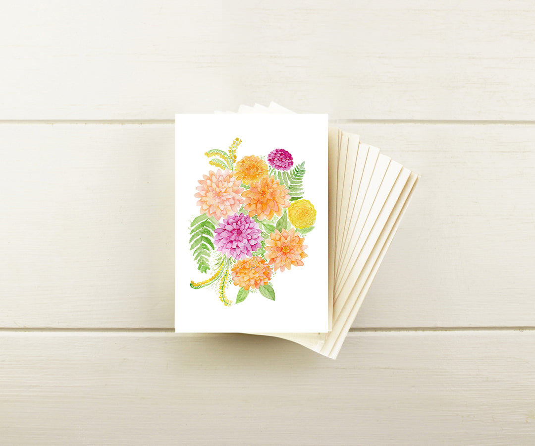 Dahlia Bouquet Note Cards