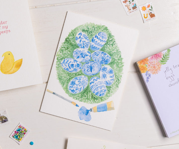 Painting Eggs Easter Card