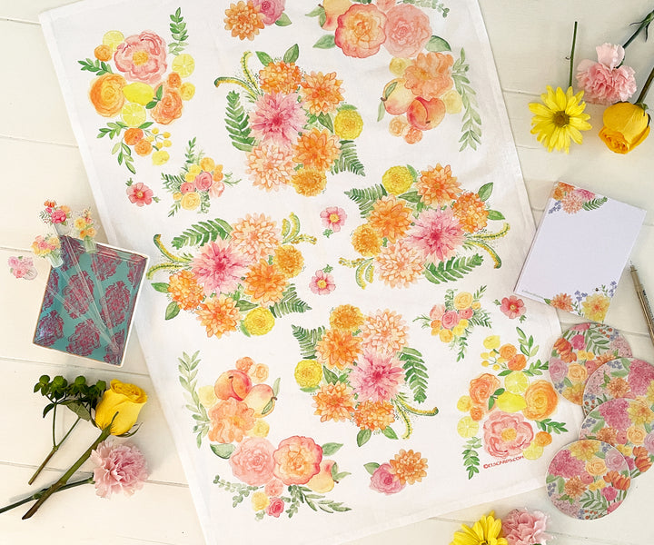 Elegant Bouquet Tea Towel