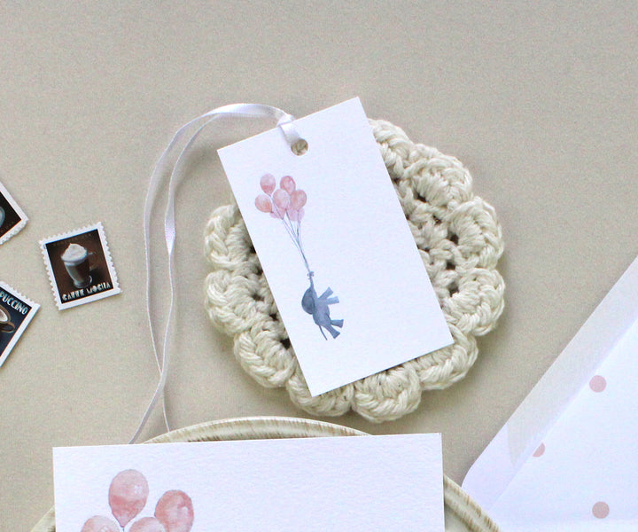 Baby Girl Elephant Gift Tags