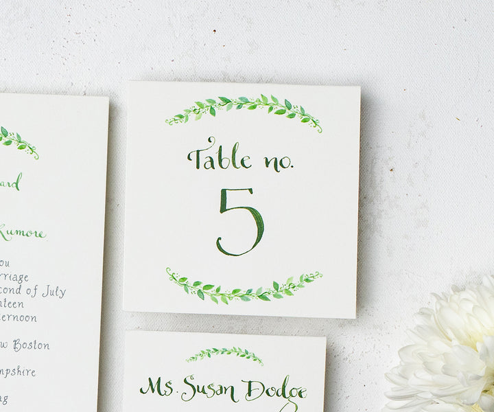Encircled with Greens Table Number