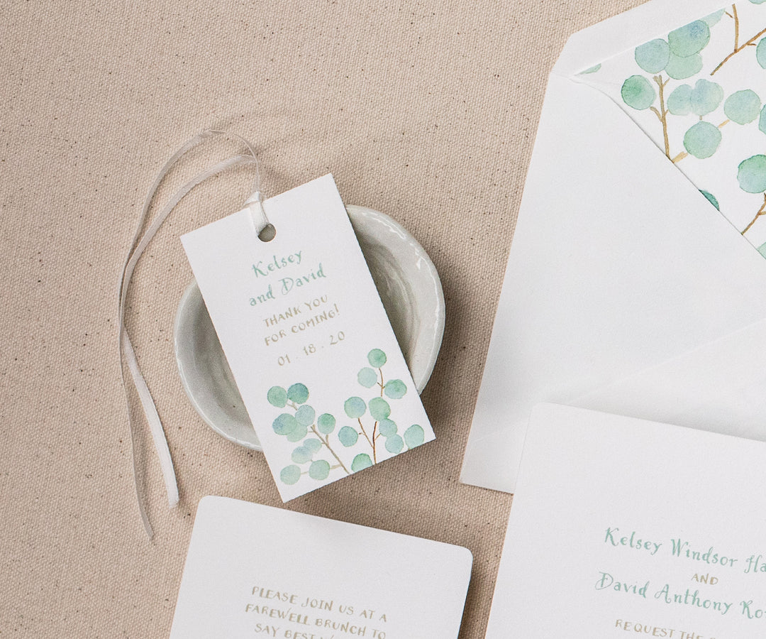 Eucalyptus wedding favor tag