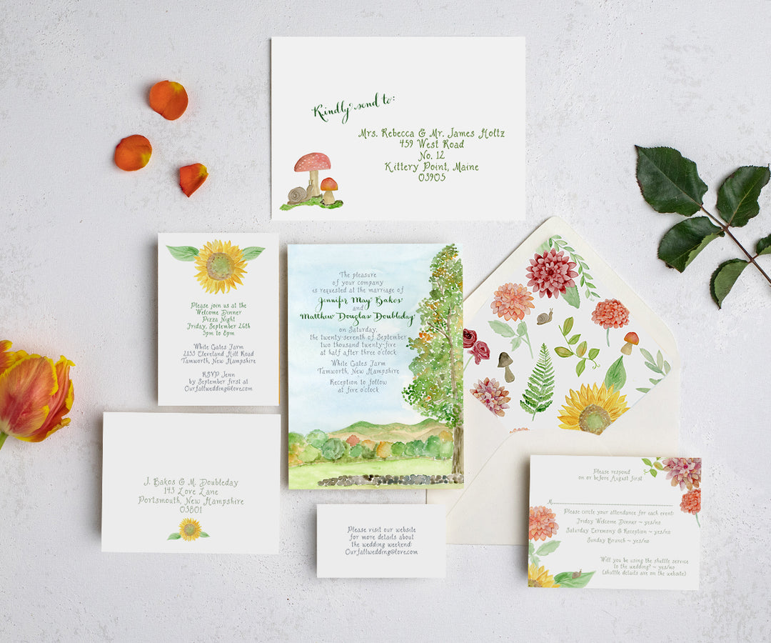 Early Autumn Farm wedding invitation