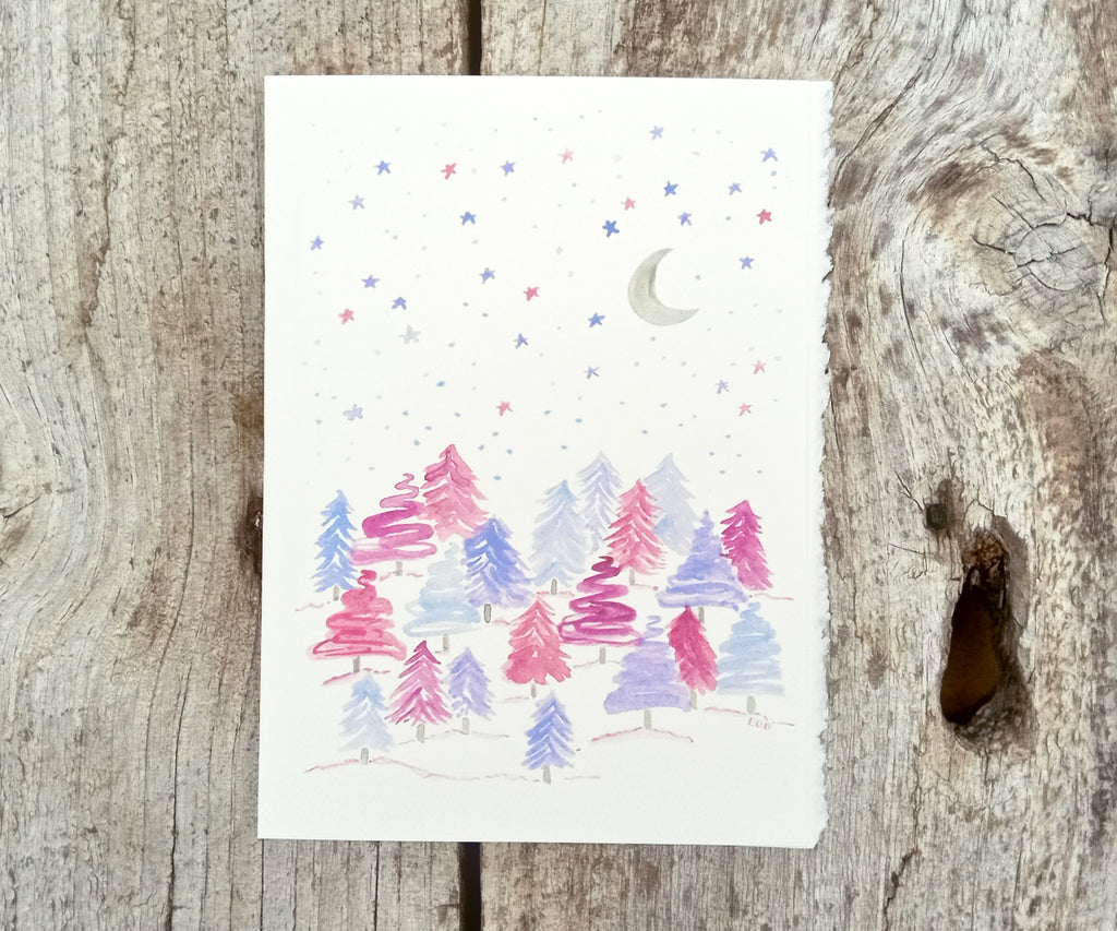 fanciful forest holiday card