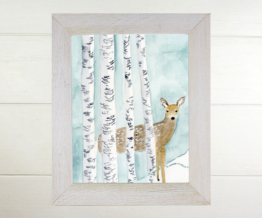 Fawn in the Snow Christmas Print