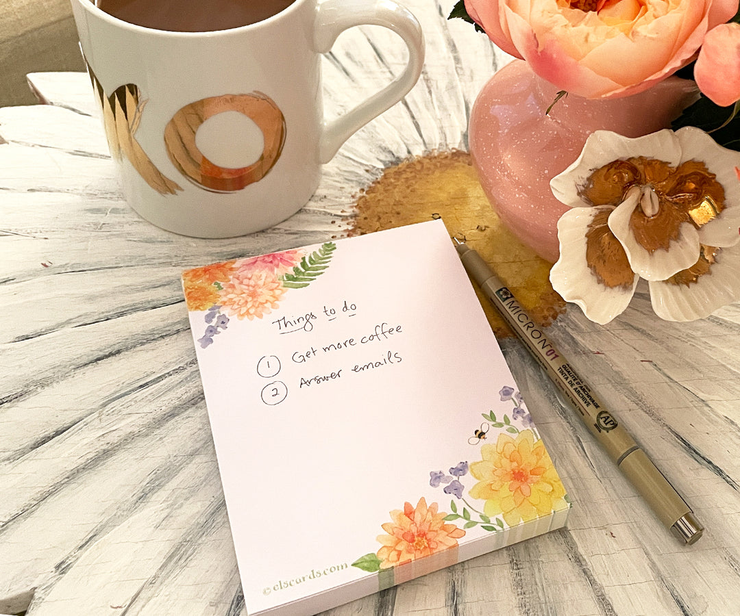 Mini Dahlia & Delphinium Notepad