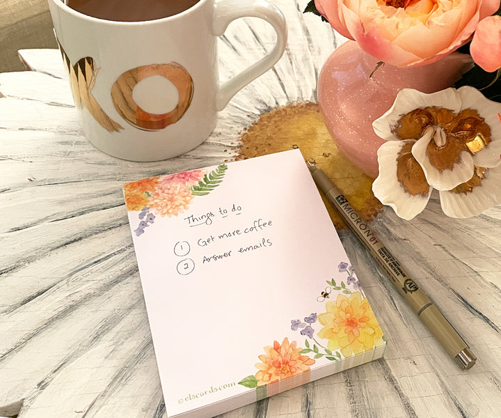Mini Dahlia & Delphinium Notepad