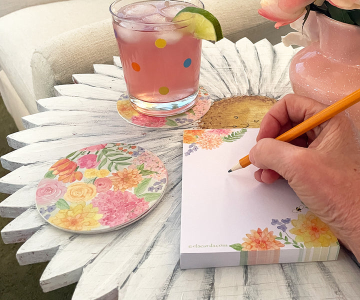 Mini Dahlia & Delphinium Notepad