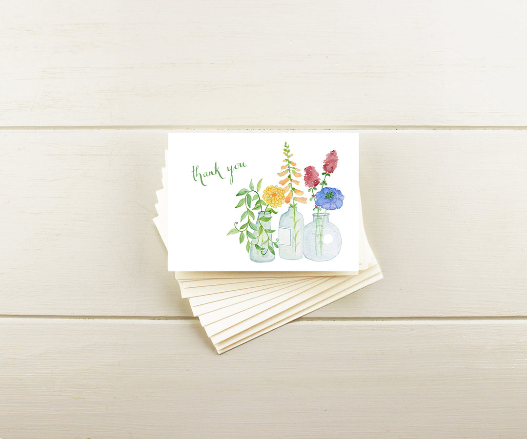 Floral Vases Thank You Note Cards