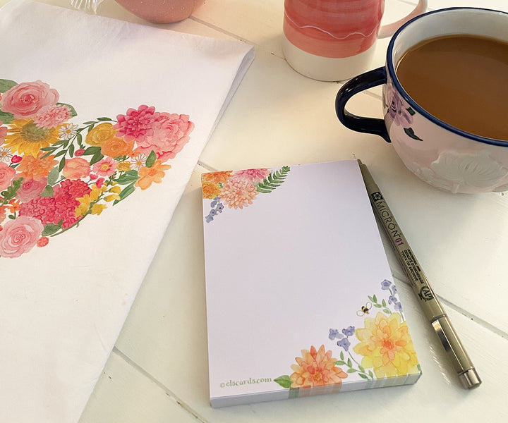 Mini Dahlia & Delphinium Notepad