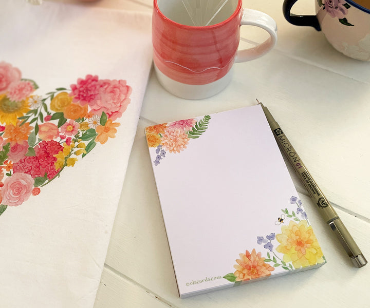 Mini Dahlia & Delphinium Notepad