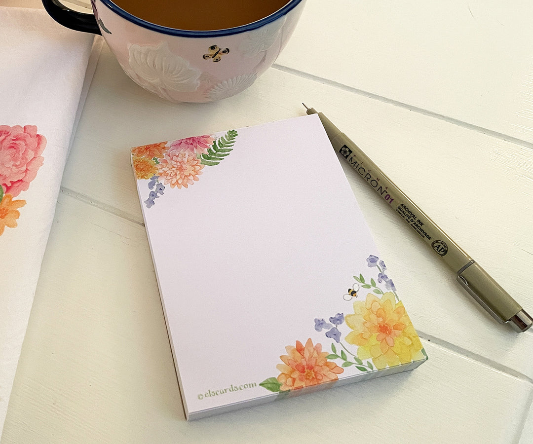 Mini Dahlia & Delphinium Notepad