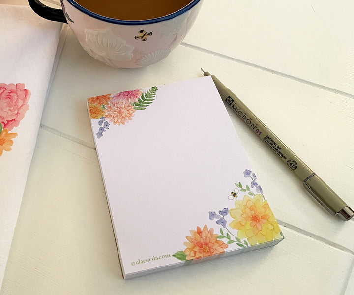 Mini Dahlia & Delphinium Notepad