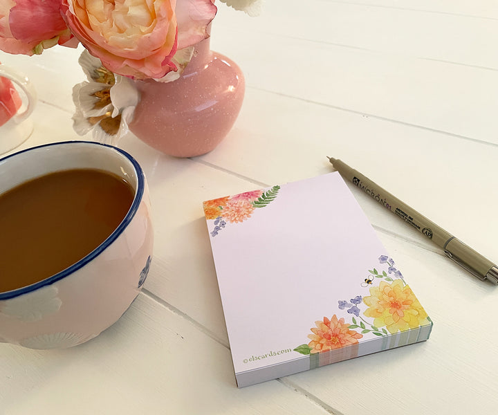 Mini Dahlia & Delphinium Notepad
