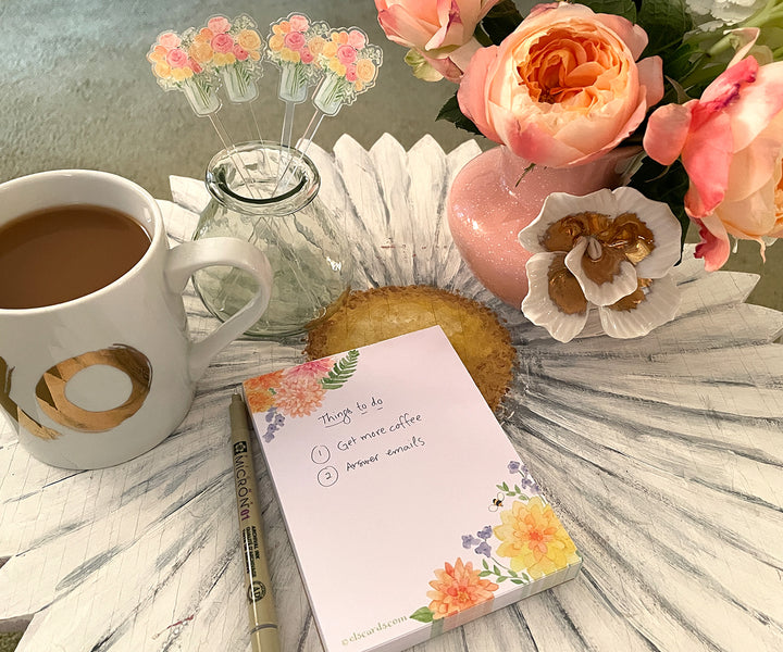 Mini Dahlia & Delphinium Notepad
