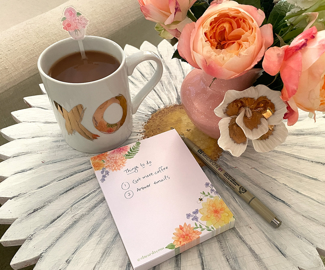 Mini Dahlia & Delphinium Notepad