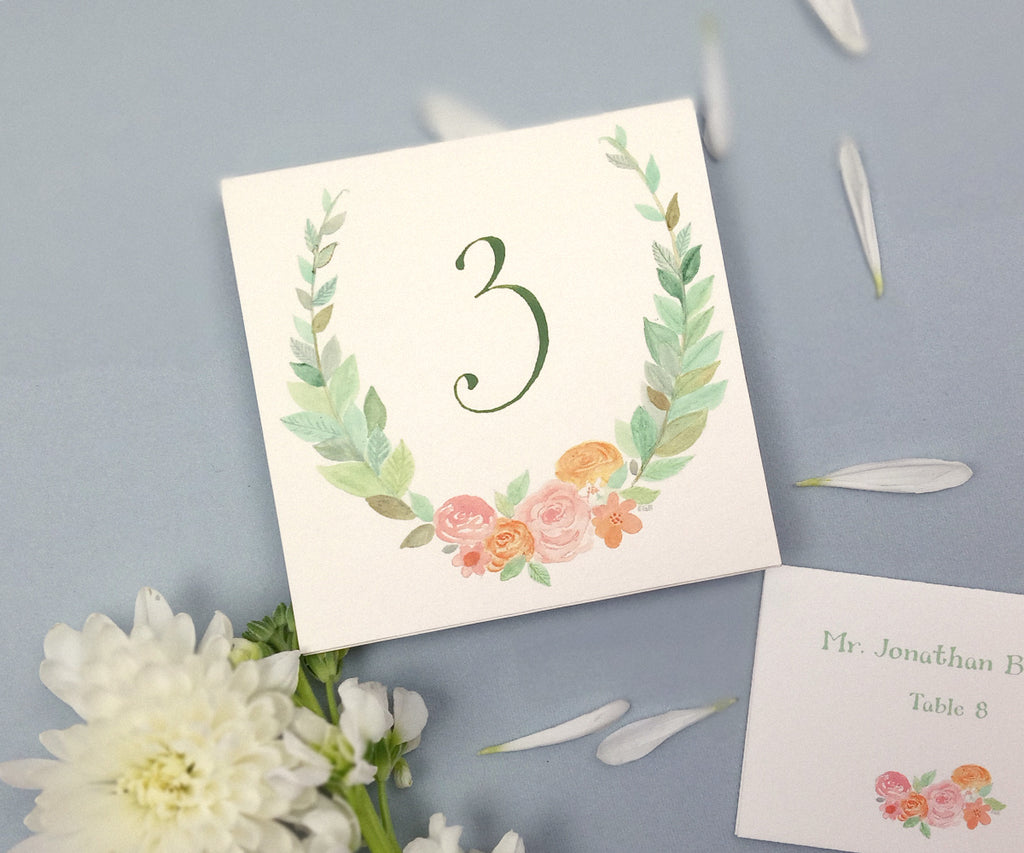 Floral Wreath Table Number